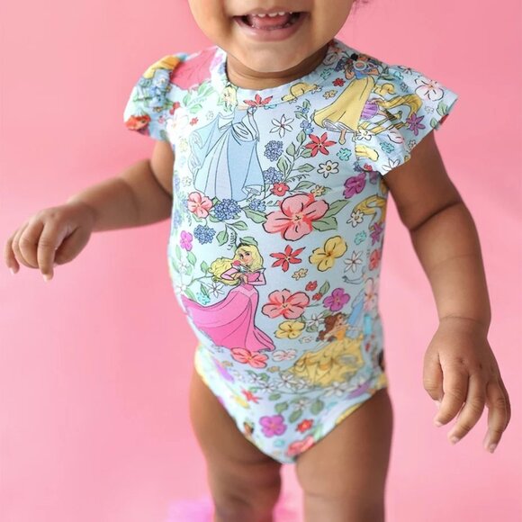 NWT Posh Peanut Disney Princess Ruffled Cap Sleeve Basic Bodysuit size 0-3M - Picture 1 of 5